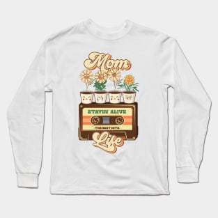 Mothers day plant  lover groovy cassette Retro mom life Long Sleeve T-Shirt